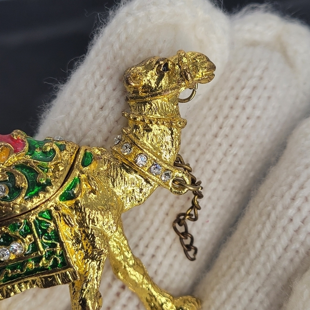 Camel Jewelry Box Trinket Box Decorative Enamel vintage Style Kewel encrusted - Picture 7 of 8